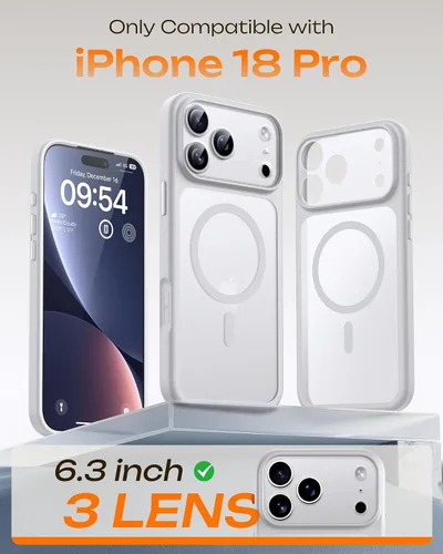 Vista 579 de TOCOL Funda magnética 3 en 1 para iPhone 15 Pro, mejorada [protección completa de cámara] con 2 protectores de pantalla, compatible con MagSafe Gris