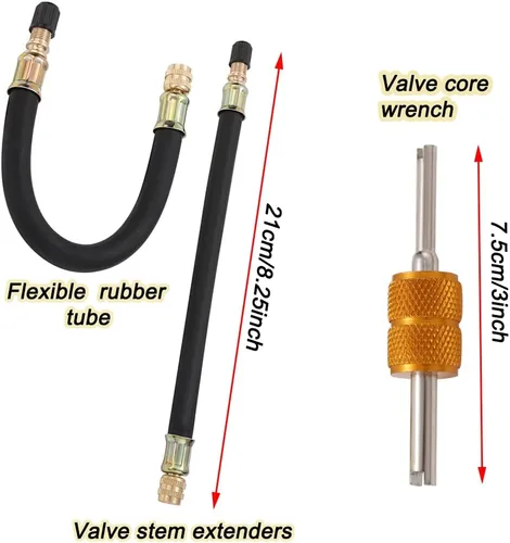 Vista 6 de TINSKY Extensión de vástago de válvula, 4 extensores de vástago de válvula doble de 8.27 pulgadas, 2 herramientas de extracción de núcleo