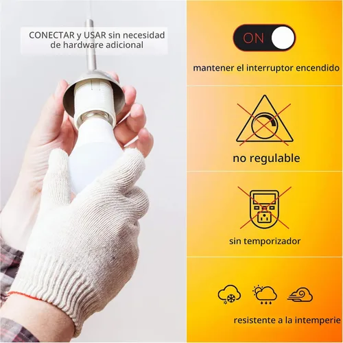 Vista 3 de Boxlood - Bombilla de luz del atardecer al amanecer, detector de sensor de luz integrado, 9 W (equivalente a 60 W), bombilla con sensor de 3000K-2P