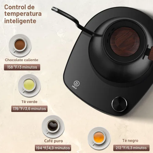 Vista 2 de Hervidor eléctrico de cuello de cisne, control inteligente de temperatura, interior de acero inoxidable, calentamiento rápido, para café de filtro