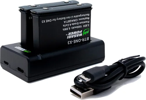Vista 2 de Wasabi Power Batería (paquete de 2) y cargador dual para Insta360 X3