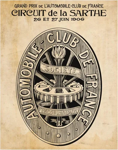 Vista 3 de Póster vintage del Auto Club de France Arte de pared retro del club de coches francés Impresión artística de historia de carreras de Le Mans El