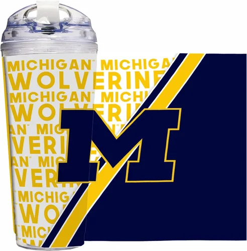Vista 82 de Rico Industries Taza acrílica NCAA estándar de 24 onzas con tapa con bisagra, taza de doble pared oficialmente licenciada con pajita