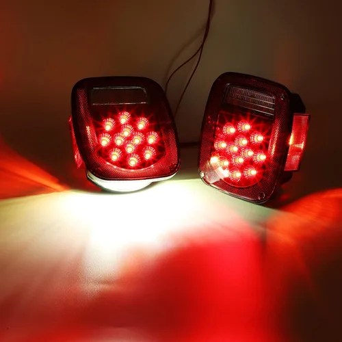 Vista 9 de Partsam 2 lámparas traseras cuadradas combinadas con lentes rojas, 2 luces direccionales delanteras, ámbar