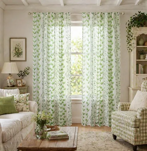 Vista 89 de BUHUA Cortinas pequeñas para ventana de 36 pulgadas de largo, 2 paneles, cortinas opacas con elegantes ramas de árbol plateadas, cortinas de bloqueo