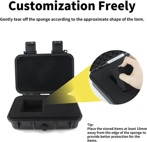Vista 3 de Carcasa rígida de espuma pre-cubada, mini, color negro Customizable Foam Case for Jewelry,Small Electronics and Accessories, Carried in a