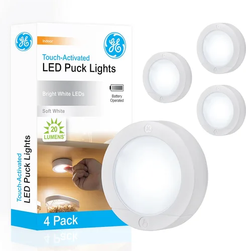 Vista 7 de GE Luces LED de disco activadas por tacto, 20 lúmenes, blanco, 25434