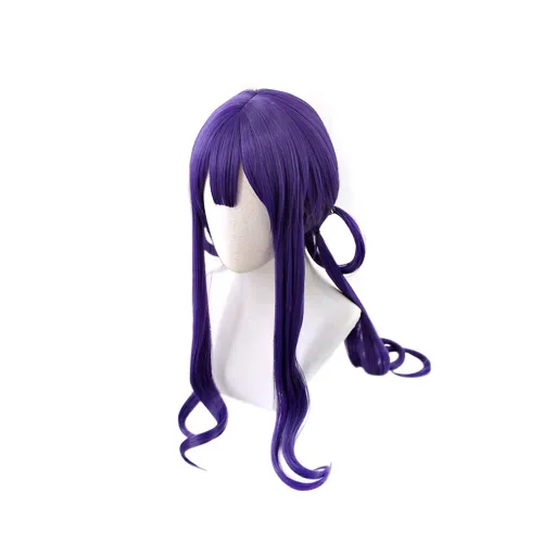 Vista 4 de C-ZOFEK Akane Aoi - Peluca larga de cabello rizado trenzado morado para mujer, anime de Halloween (morado)