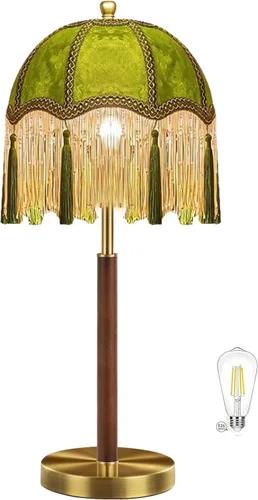 Vista 9 de ILLMTW Lámpara de mesa de flores para dormitorio, sala de estar, pequeñas lámparas doradas, regulables, estilo bohemio, con pantalla de cristal