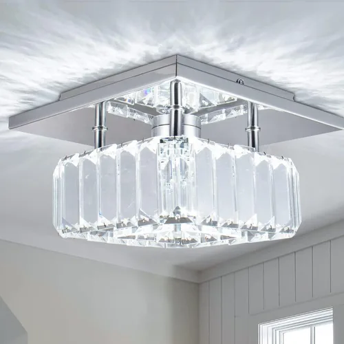Vista 11 de CLAIRDAI Lámpara de techo de cristal cuadrada de montaje empotrado, lámpara de techo LED moderna para cocina, pasillo, vestíbulo, sala de estar