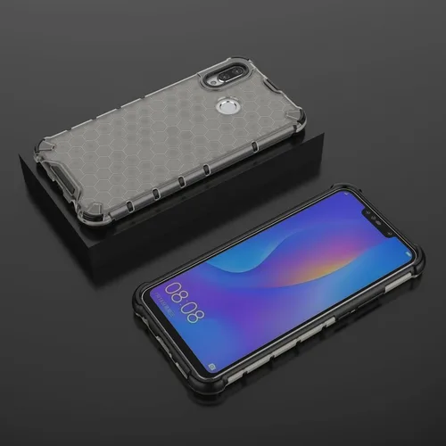 Vista 3 de Pzwoxukhov Funda compatible con Huawei Nova 3i, compatible con Huawei P Smart+ 2018 Honeycomb Anti-Drop Shock-Absorbing Case Negro