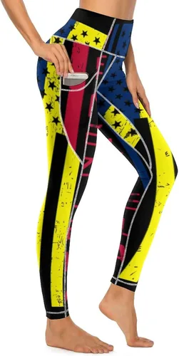 Vista 4 de Pantalones de yoga de cintura alta con bandera de Estados Unidos de Venezuela, pantalones de yoga suaves para mujer, control de abdomen, leggings