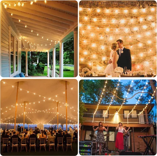Vista 7 de Luces de Cadena LED G40 Globo de 50 Pies Blancas, Luces de Cadena Irrompibles para Patio Exterior 2200K con 50+2 Bombillas Edison Regulables, Luces
