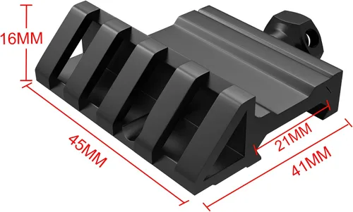 Vista 2 de 45 grados Offset Mount 4 ranuras Picatinny Weaver Rail Mounts para linterna láser mira óptica (MT45)