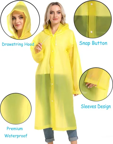 Vista 3 de Ponchos de lluvia para adultos, impermeables, reutilizables, para supervivencia, resistentes, militares, impermeables, 2 paquetes de abrigo