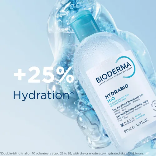 Vista 5 de Bioderma - Agua micelar Hydrabio H2O - Limpiador facial y desmaquillante - Agua limpiadora micelar para pieles sensibles deshidratadas