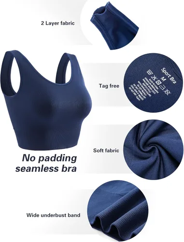 Vista 7 de SPRIMEMONG - Brasier deportivo de soporte ligero para mujer, sin costuras, línea larga, cómodo, bralette deportivo de yoga, tops de corte corto