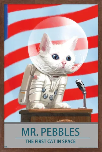 Vista 10 de Trends International Fallout 4 - Póster de pared de Mr. Pebbles - El primer gato en el espacio, 14.72 x 22.37 pulgadas, versión enmarcada de madera