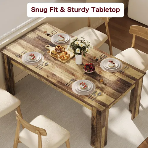 Vista 6 de CABIHOME Mesa de comedor rectangular de 63 pulgadas para 4-6, mesa de cocina grande de granja, marco resistente, 4 patas triangulares estables, mesa