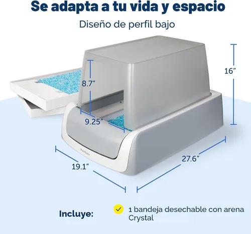 Vista 8 de Caja de arena para gatos PetSafe Legacy ScoopFree Crystal Pro autolimpiante automática - Caja de arena para gatos con entrada frontal, detección