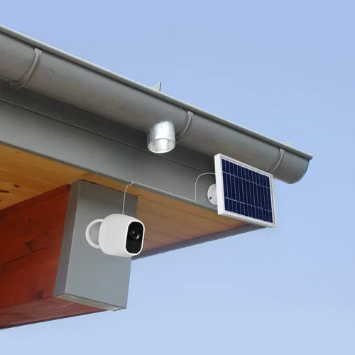 Vista 3 de iTODOS Panel solar compatible con cámaras Arlo Pro y Arlo Pro2, cable de alimentación de 11.8 pies y montaje ajustable (paquete de 2, plateado)