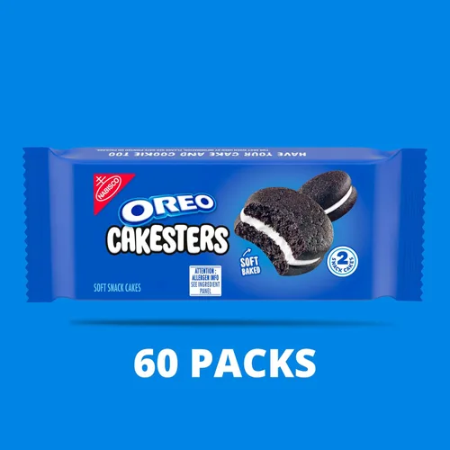 Vista 5 de OREO Cakesters Soft Snack Cakes, 12 paquetes de 5 unidades (60 paquetes de bocadillos en total) 2 pasteles por paquete, envueltos individualmente