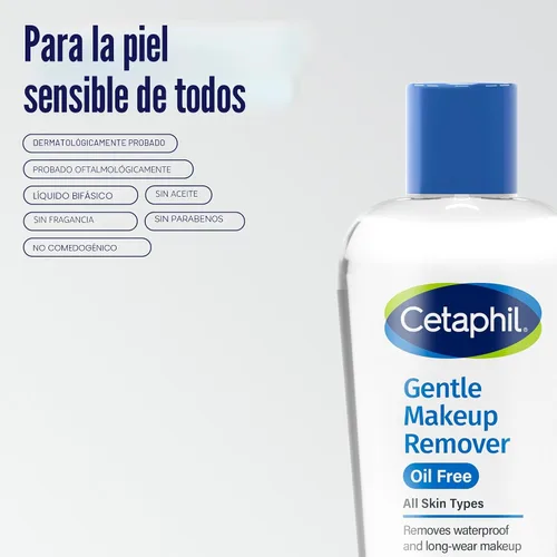 Vista 6 de Desmaquillador suave resistente al agua, 6.0 onzas líquidas, de la marca Cetaphil Fórmula micelar sin aceite, elimina el maquillaje de ojos