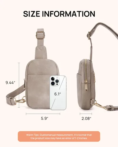 Vista 48 de Telena Riñonera pequeña para mujer, de cuero, cangureras, bolsa de pecho para mujer