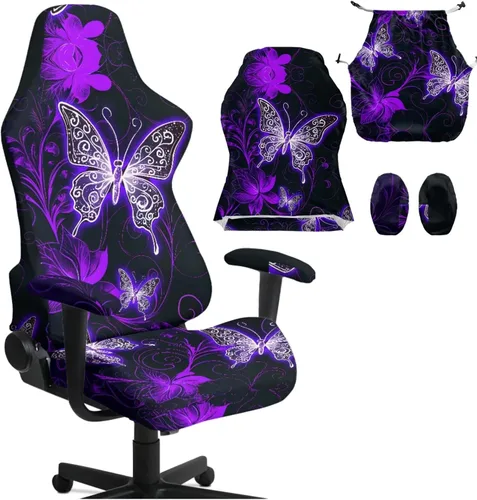 Vista 20 de Fundas para silla de juegos con cremallera de mariposa, elásticas, fáciles de poner y quitar, funda de silla de oficina de ensueño, decoración