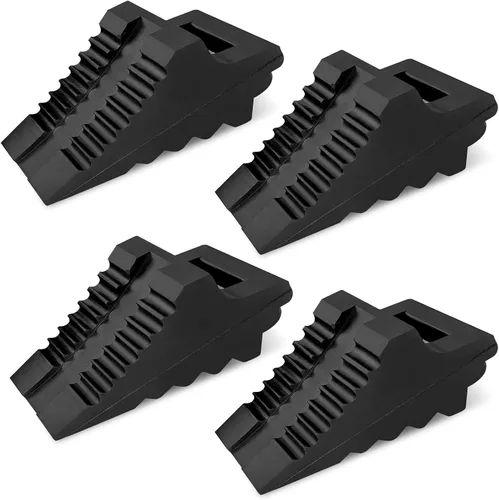 Vista 8 de ROBLOCK Juego de 2 cuñas de rueda de goma resistentes negras con cáncamo, 9" de largo x 7.1" de ancho x 5.5" de alto, para coches, autocaravanas 2