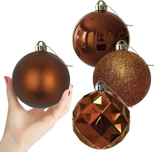 Vista 85 de Esferas pequeñas de Navidad de bronce y dorado de 1.6 pulgadas, adornos para decoración de árbol de Navidad, bolas colgantes inastillables