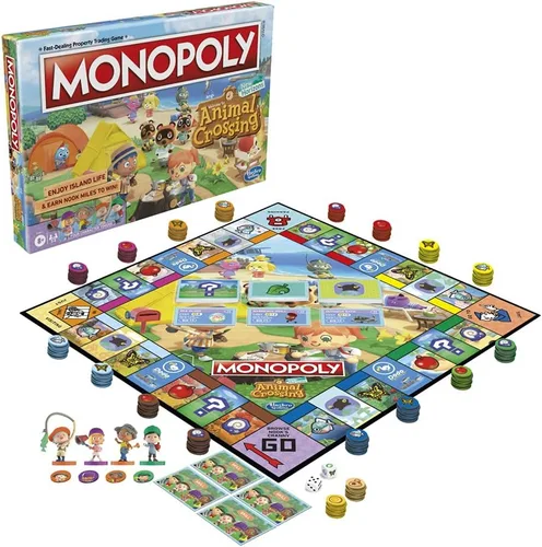 Vista 2 de Monopoly Animal Crossing New Horizons Edition - Juego de mesa para niños de 8 años en adelante, divertido juego para jugar para 2-4 jugadores