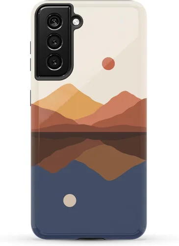 Vista 83 de Casely Funda para Galaxy S21 Here Comes The Sun Colorblock Sunset Diseño protector delgado esencial de doble capa Aquí viene el sol
