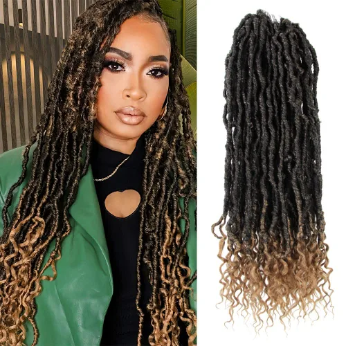 Vista 18 de BOHOBABE Rastas Sintéticas de Ganchillo de 10 Pulgadas, Rastas de Ganchillo Suaves Boho con Puntas Rizadas, Rastas Cortas de Diosa Bohemia de 1#