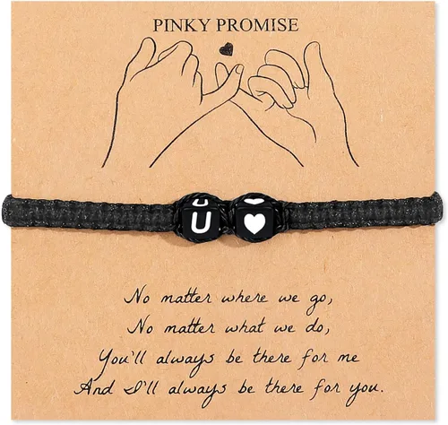 Vista 25 de Pulsera inicial para hombres y mujeres con letra, pulseras de dijes a juego para parejas, pulseras hechas a mano, regalo para novio y novia, regalo
