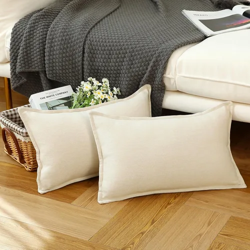Vista 9 de LIGICKY Juego de 2 fundas de almohada de lino neutro de 18 x 18 pulgadas, fundas de almohada decorativas de color marrón caqui para sala de estar