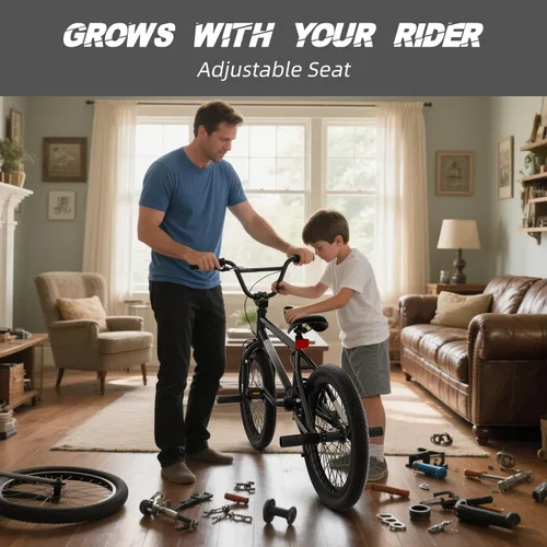 Vista 3 de 67i - Bicicleta BMX para niños de 18/20 pulgadas, bicicleta para niños de 8 a 12 años con freno U delantero y trasero, asiento ajustable, horquilla