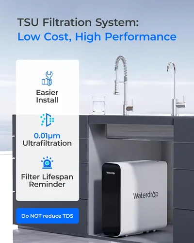 Vista 2 de Sistema de filtro de agua para debajo del fregadero Waterdrop TSU 0,01 μm, 3 etapas de alta capacidad para eliminar el 99,99 % de contaminantes más