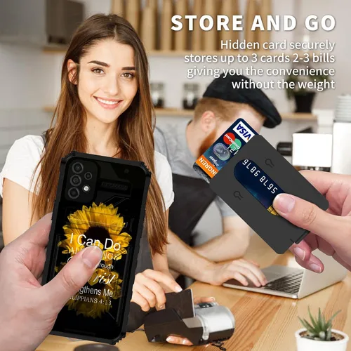 Vista 6 de BVDIKMI Funda para Samsung Galaxy A32 5G con ranura desmontable para tarjetero, soporte híbrido, de doble capa, resistente, a prueba de golpes
