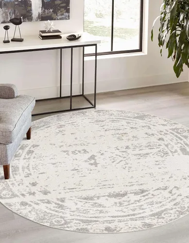 Vista 10 de Unique Loom Lennon Collection - Alfombra de área Zal (2 pies x 3 pies 1 pulgada, rectangular, gris y marfil)