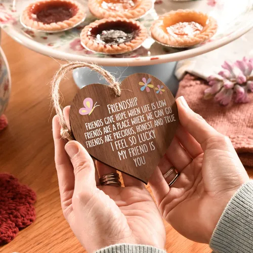 Vista 7 de I’m lucky my friend is you best friends wooden hanging heart sentimental inspirational gift for cheer up women friendship present uk her
