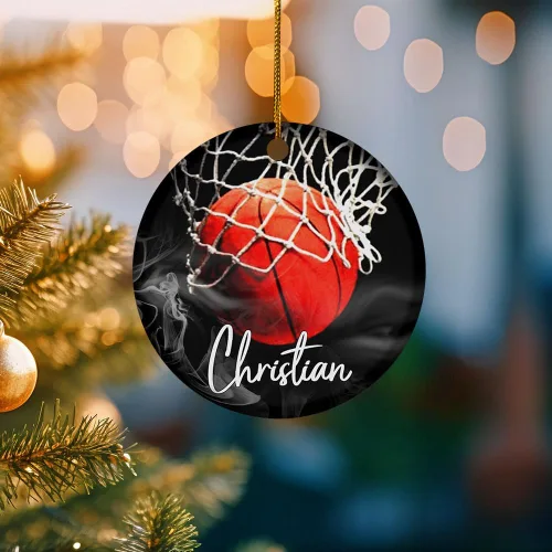 Vista 2 de Adornos de baloncesto personalizados, adorno de Navidad de baloncesto, adorno de automóvil, adorno de jugador de baloncesto personalizado, adornos