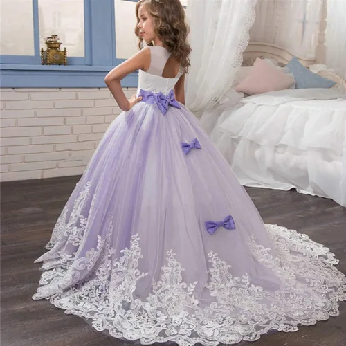 Vista 2 de NNJXD - Vestido largo de tul para niñas