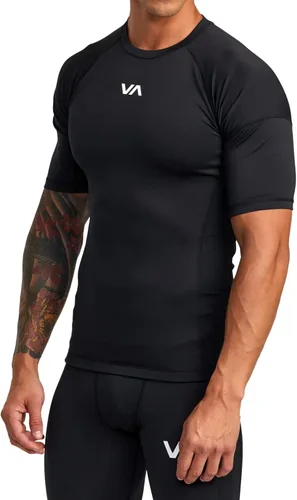 Vista 2 de RVCA Camiseta deportiva de compresión deportiva transpirable de manga corta para hombre