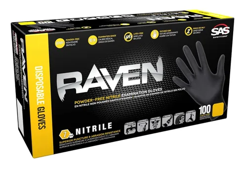 Vista 7 de SAS Raven 66519 - Guantes desechables de nitrilo sin polvo, XL, 7 mil de grosor, paquete de 100