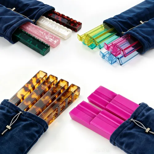 Vista 3 de Mahjong - Bolsa con 4 compartimentos separados, fundas de Azul real