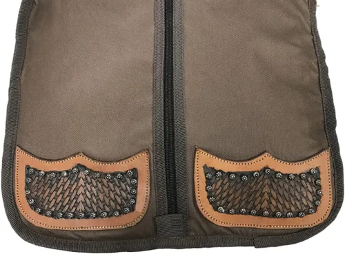 Vista 9 de Tahoe Premium Durango Western Halter, bolsa de transporte y almacenamiento - Construcción acolchada impermeable de tres capas con agarre de mano