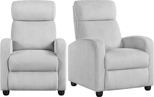 Vista 24 de Yaheetech Silla reclinable de pana con pushback de 2 asientos, silla de sala de estar con cojín de asiento grueso y respaldo, silla reclinable