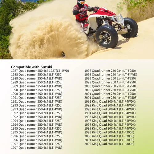 Vista 7 de 13781-19B00 FS-905 Filtro de aire con filtro de aceite Bujía compatible con Suzuki 1987-2002/Quad Runner 250 LT-4WD LT-F250 2x4 4x41987-2001/King
