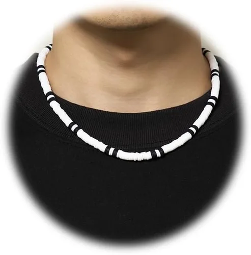 Vista 15 de Collar de capas de conchas Puka para hombres con cuentas de madera de coco marrón, collar bohemio de verano para hombres, collar de playa